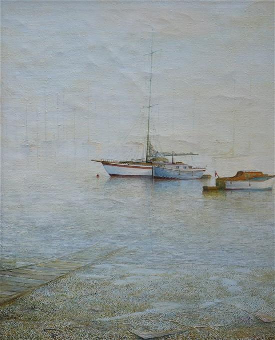 R. McGill, harbour scene, signed and dated 1967, 50 x 40cm